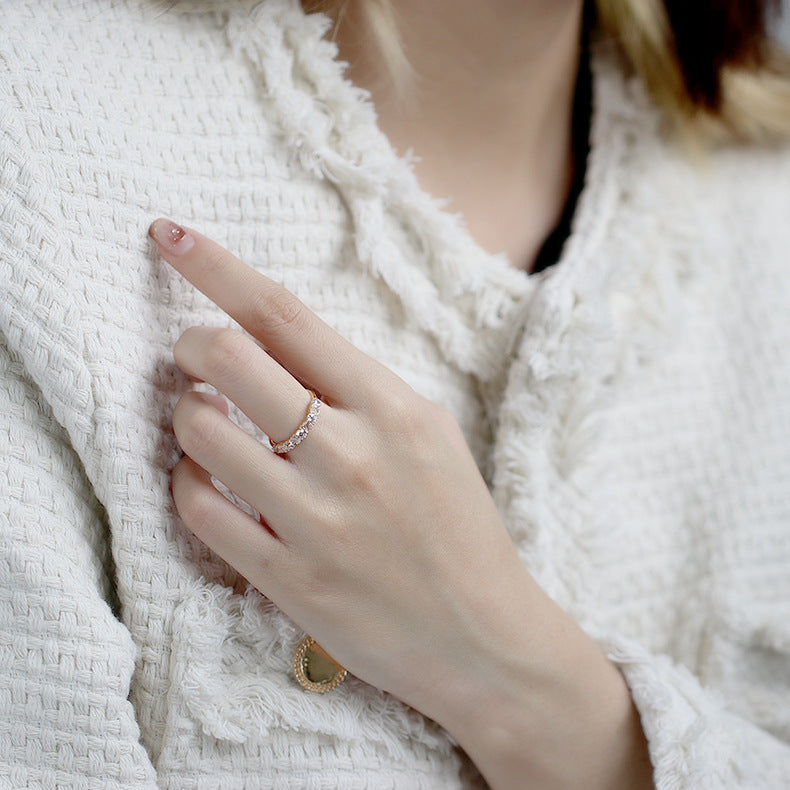 【輕奢】古韻星辰-S925純銀+14K金白鋯石戒指