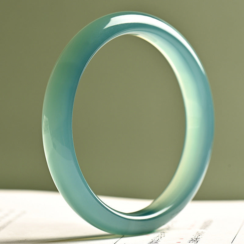 【玉鐲】遠山黛-湖水綠瑪瑙(圓條/福鐲)