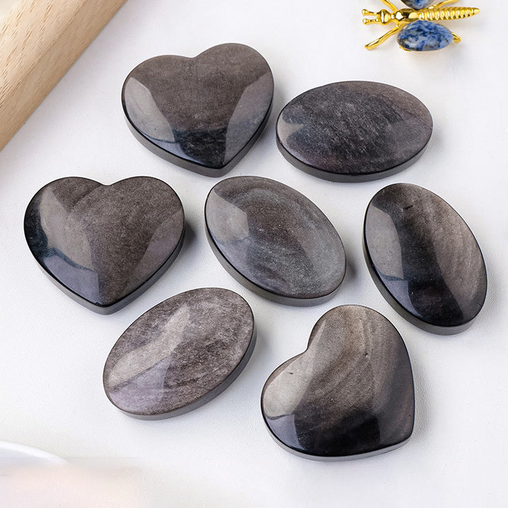 【礦藏】原礦愛心銀曜石/隨身攜帶手把件(附絨布袋)