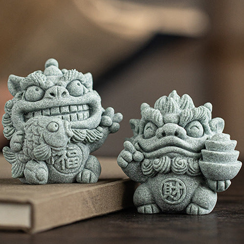 【國潮】福魚財寶青砂石貔貅/風獅爺招財進寶風水擺件