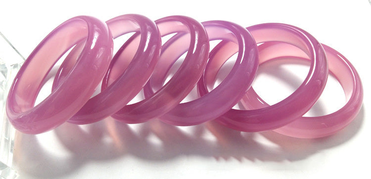 【玉鐲】桃花朵朵開-粉色瑪瑙手鐲(寬條)