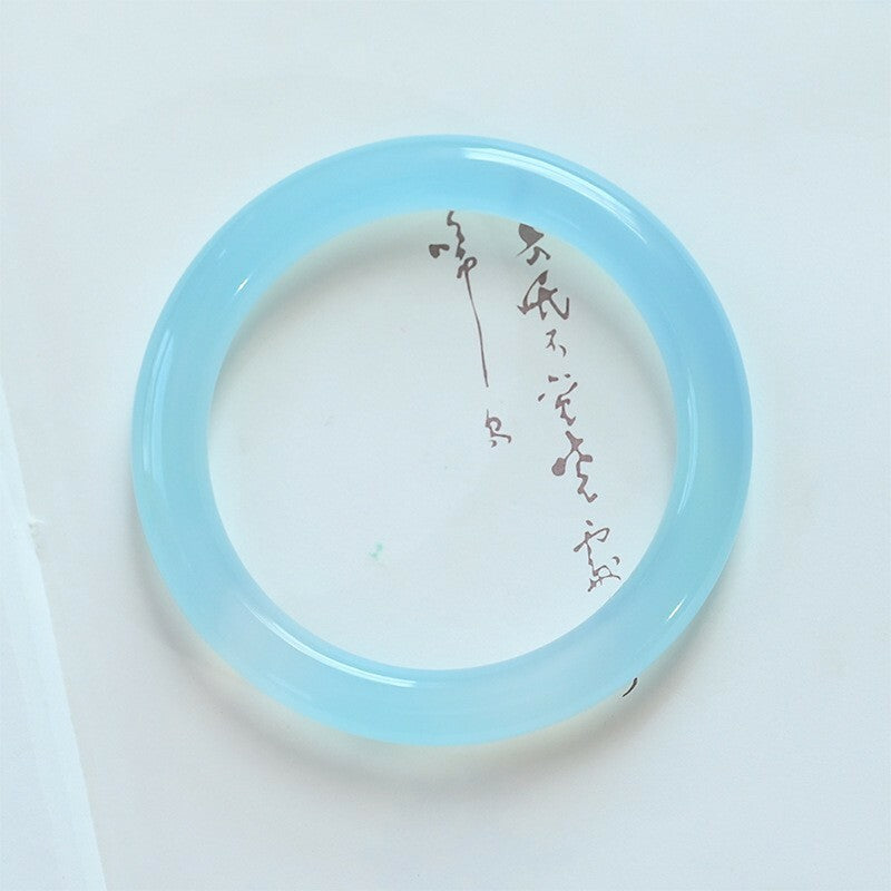 【玉鐲】天空藍冰種天青凍玉圓條手鐲-8mm/10mm