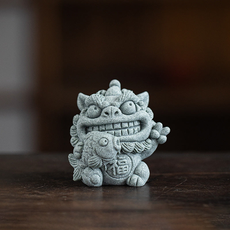 【國潮】福魚財寶青砂石貔貅/風獅爺招財進寶風水擺件