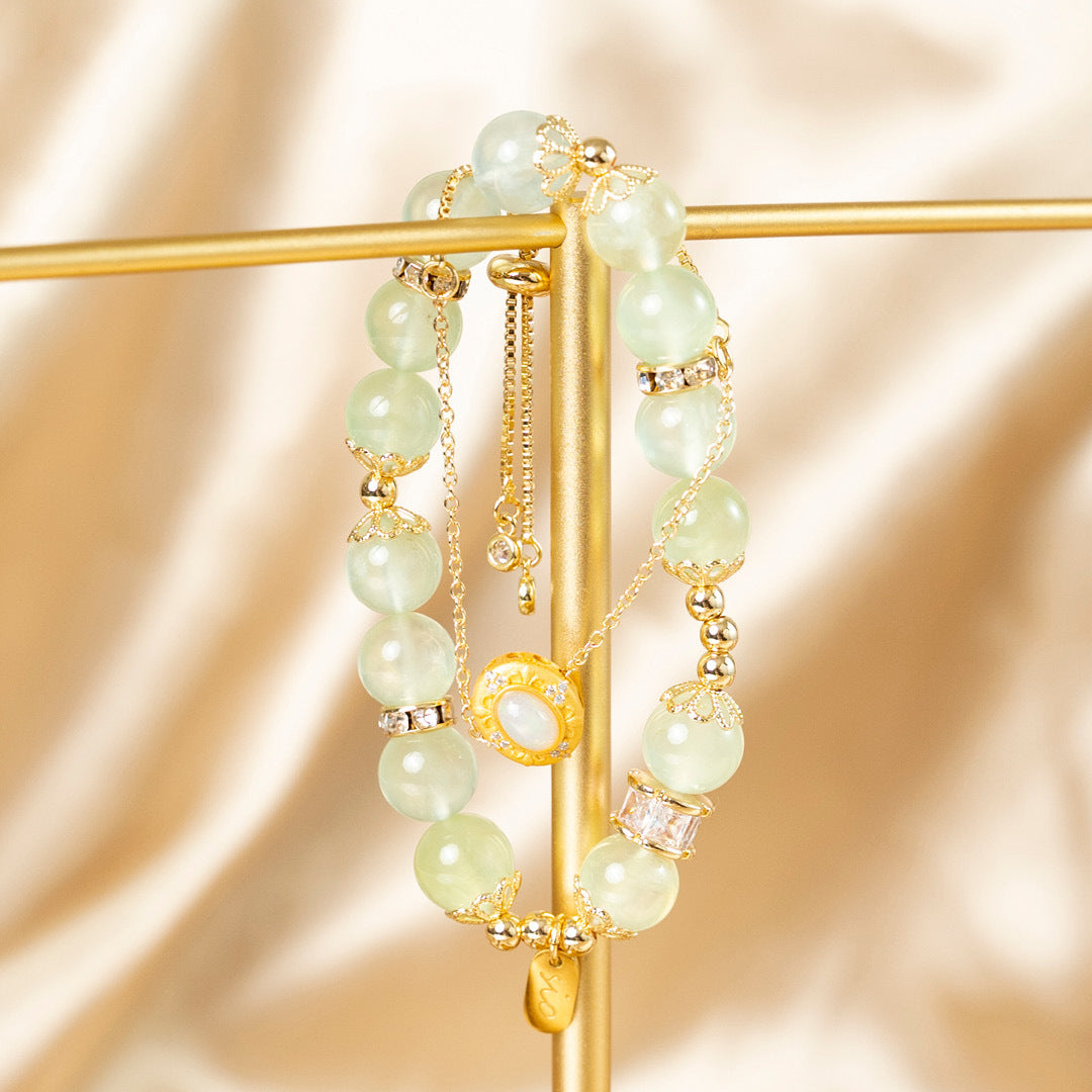 【牽心】綠柳-葡萄石雙鍊水晶手鍊/水晶手串