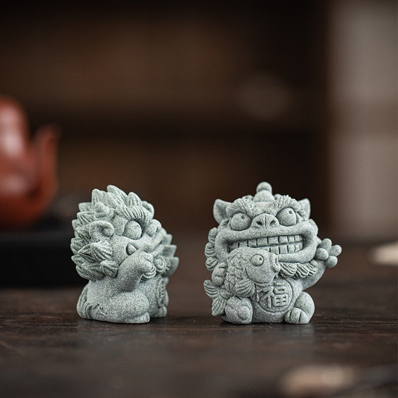 【國潮】福魚財寶青砂石貔貅/風獅爺招財進寶風水擺件