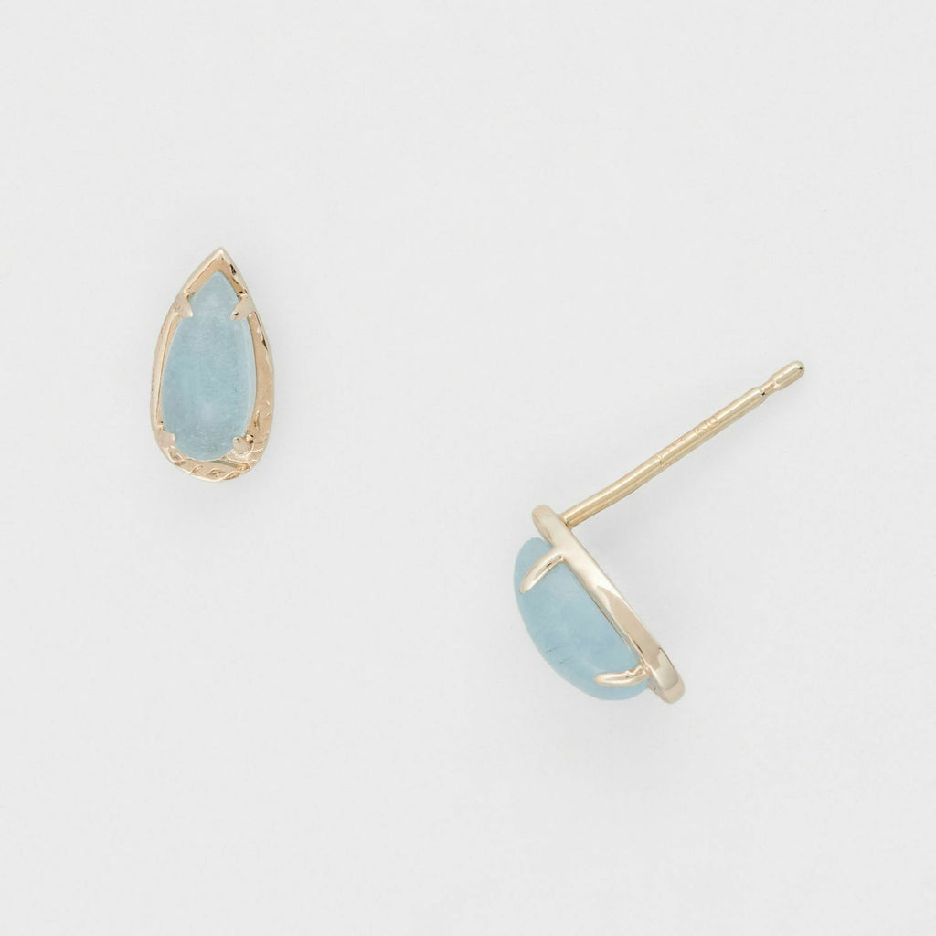 【輕奢】春日復古-14K金+925純銀海藍寶耳環