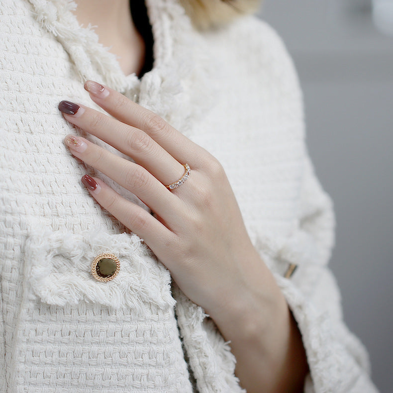 【輕奢】古韻星辰-S925純銀+14K金白鋯石戒指