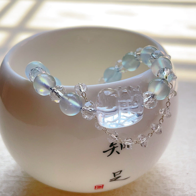 【星軌】海藍寶x白水晶x貔貅x奧地利水晶手鍊