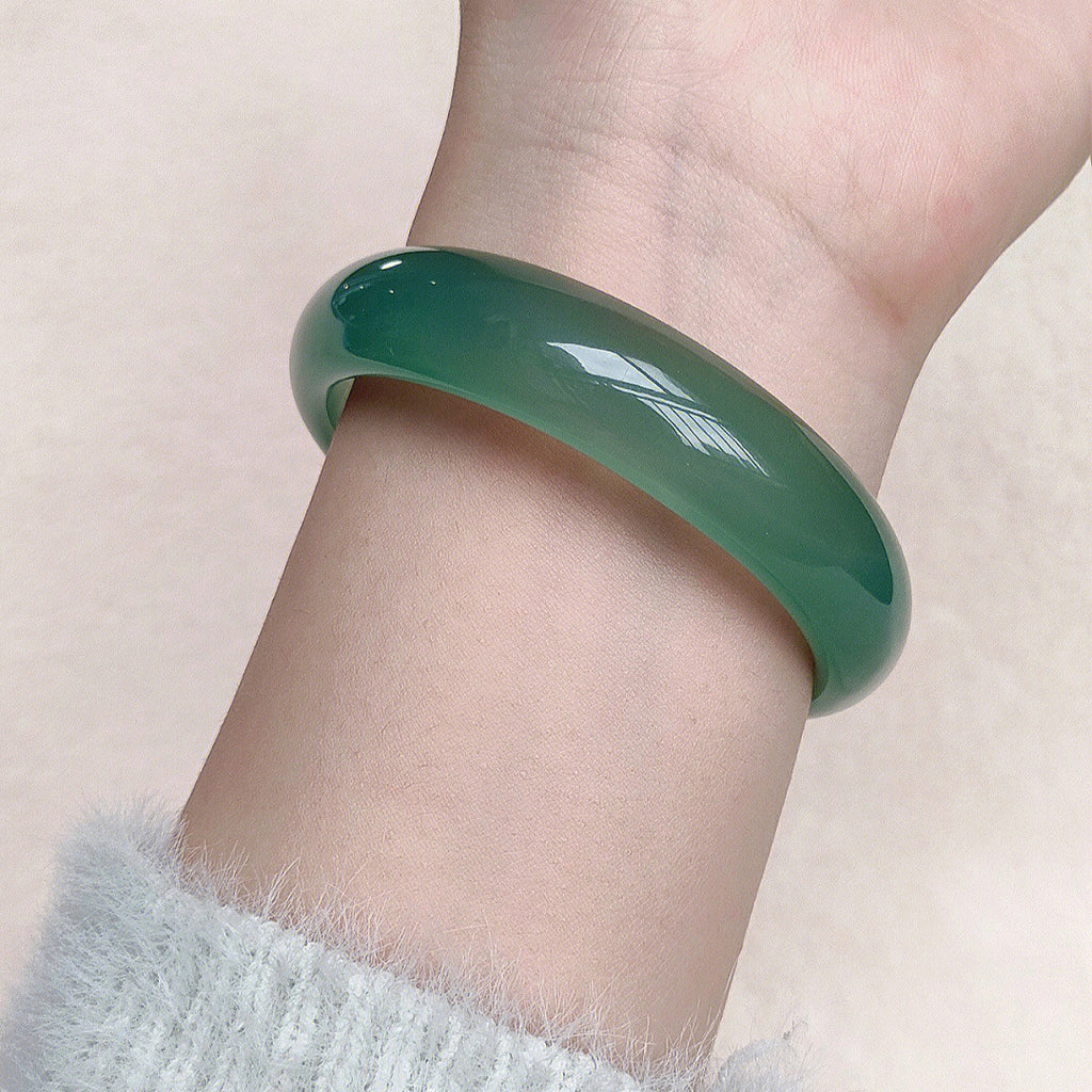 【玉鐲】遠山黛-湖水綠瑪瑙(圓條/福鐲)