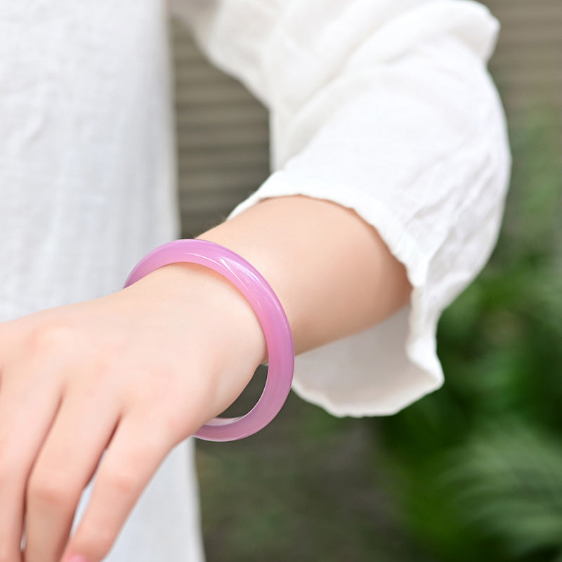 【玉鐲】桃花朵朵開-粉色瑪瑙手鐲(圓條/窄條)