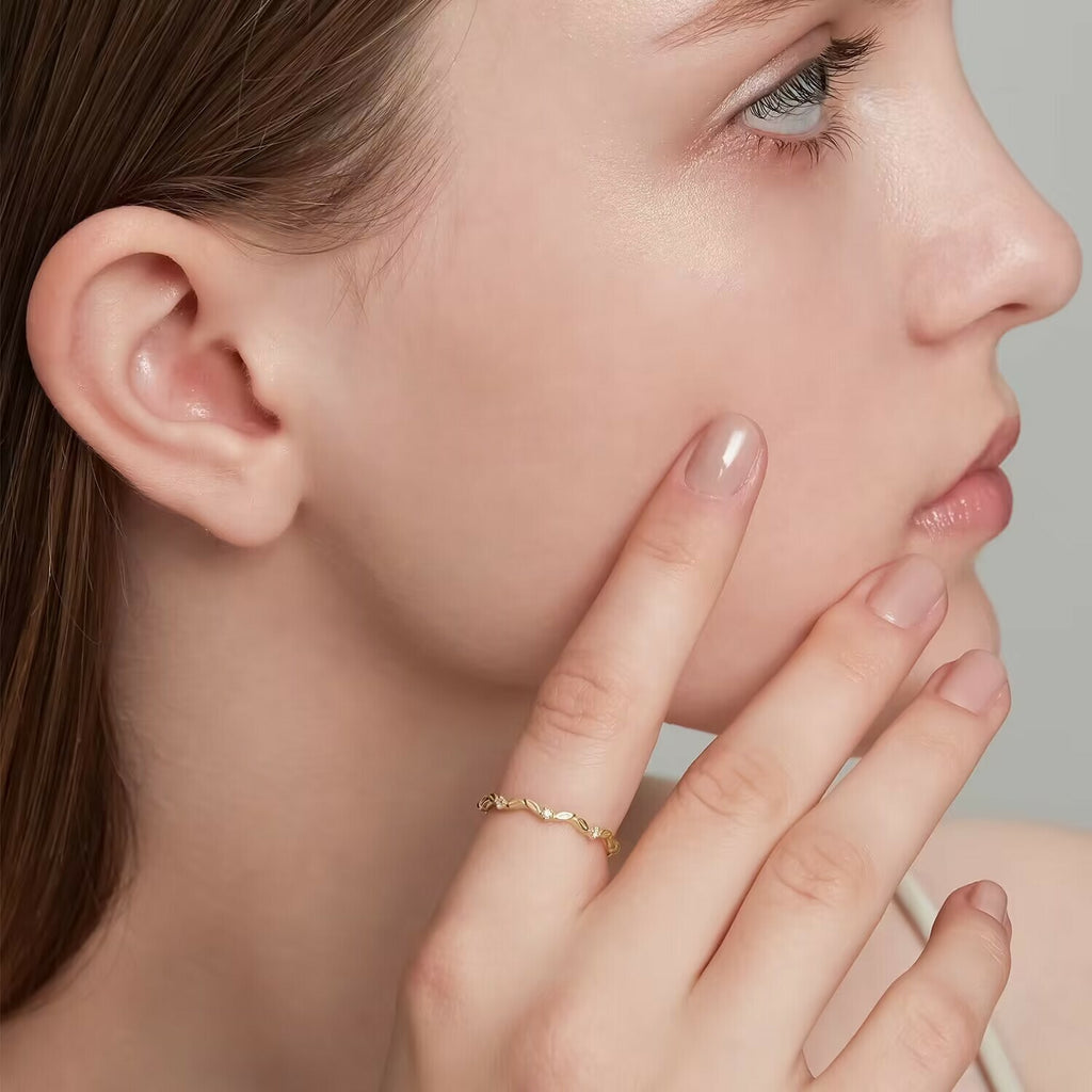 【輕奢】清晨露珠-S925純銀+14K金白鋯石戒指