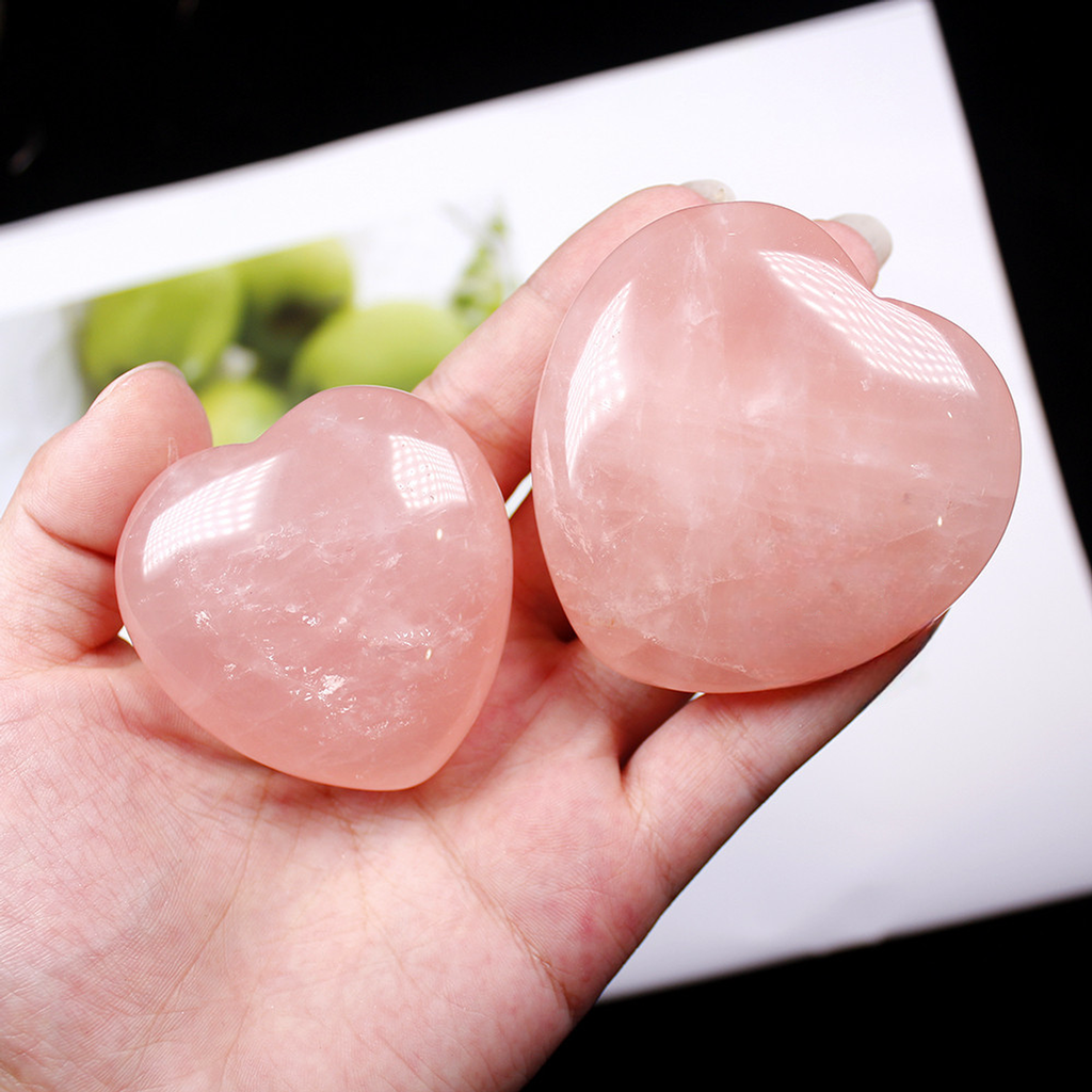 【礦藏】原礦愛心粉水晶/隨身攜帶手把件(附絨布袋)