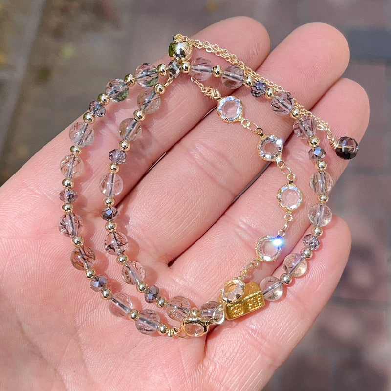 【星軌】超級招財黑金超七雙圈水晶手鍊