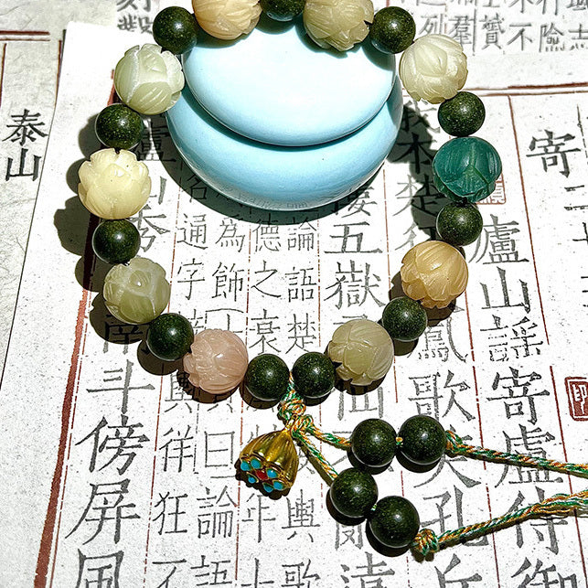 【中藥合香珠】財神蓮花菩提根手串天然藥香合香珠手串