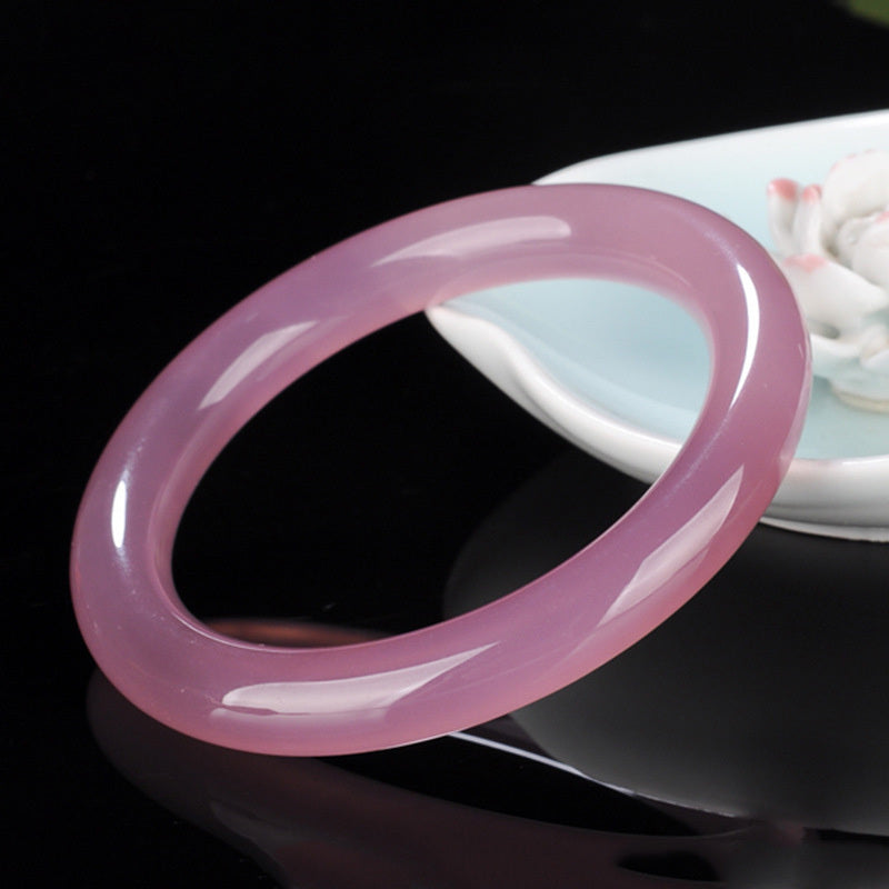 【玉鐲】桃花朵朵開-粉色瑪瑙手鐲(圓條/窄條)