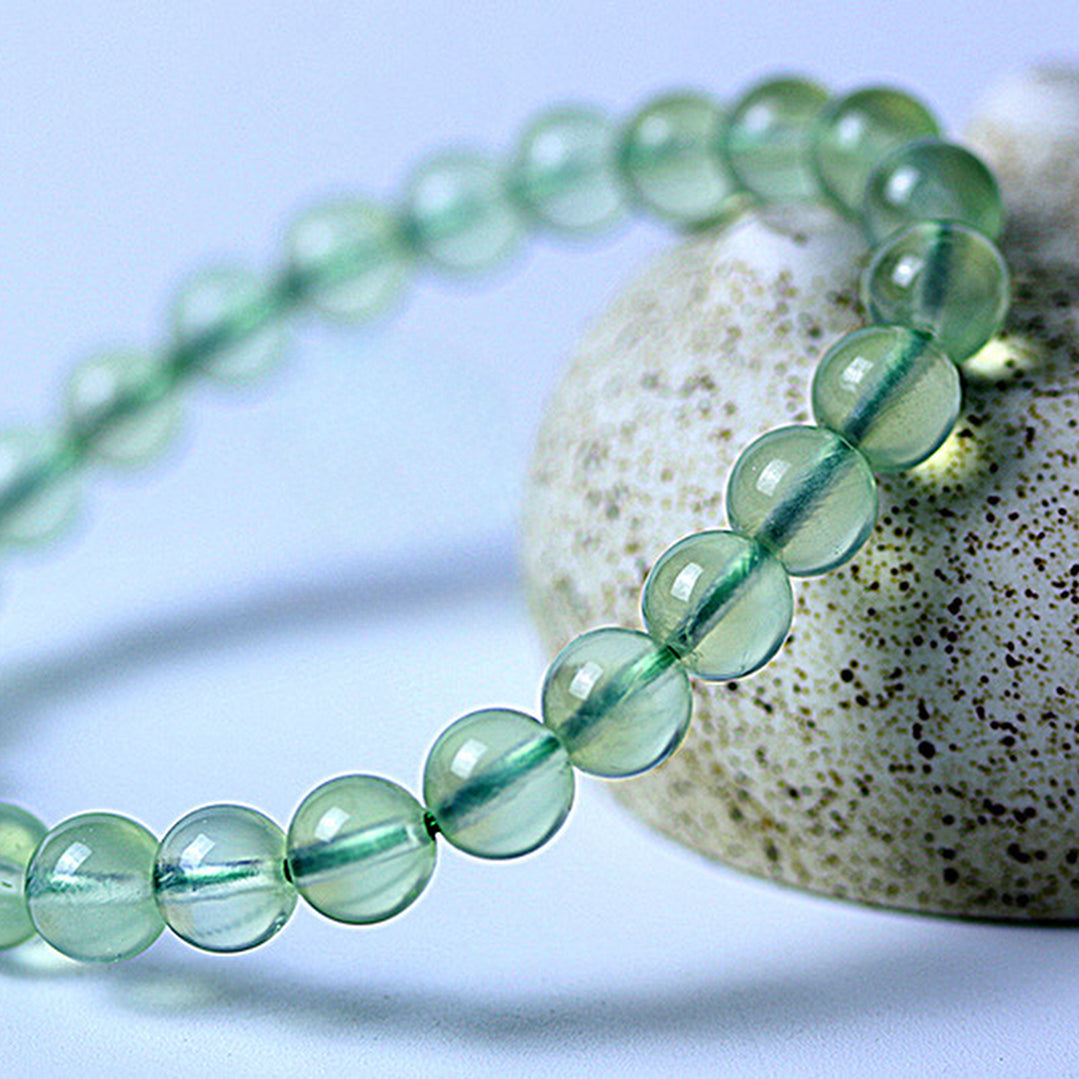 【藏寶】天然翠綠圓珠葡萄石水晶手鍊/水晶手串
