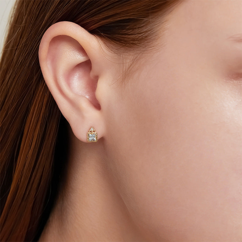 【輕奢】亞特蘭蒂斯的秘密-14K金+925純銀海藍寶鋯石耳環