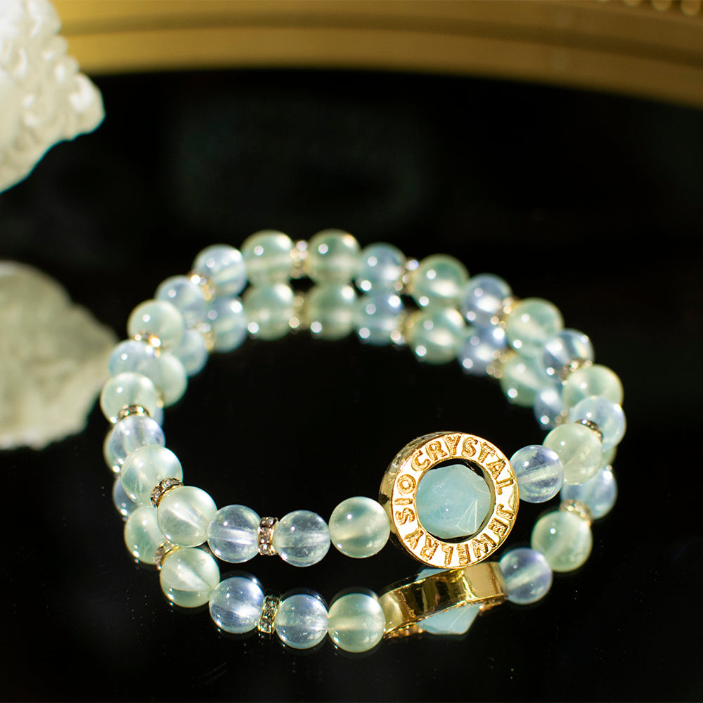 能量手鍊【雨露清晨】葡萄石海藍寶手鍊