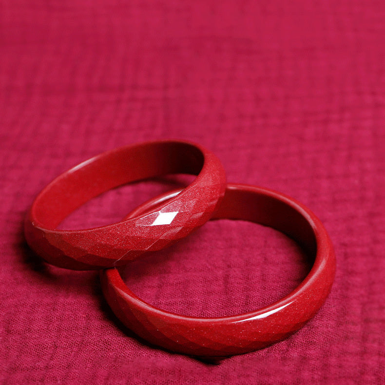 【玉鐲】菱面紫金硃砂手鐲(細條/寬條)