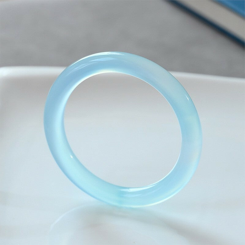 【玉鐲】天空藍冰種天青凍玉圓條手鐲-8mm/10mm