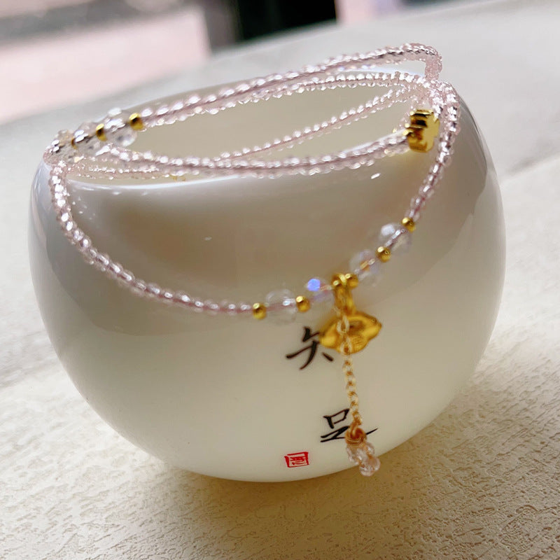 【星軌】切面粉晶尖石三圈手鍊/項鍊/鎖骨鍊