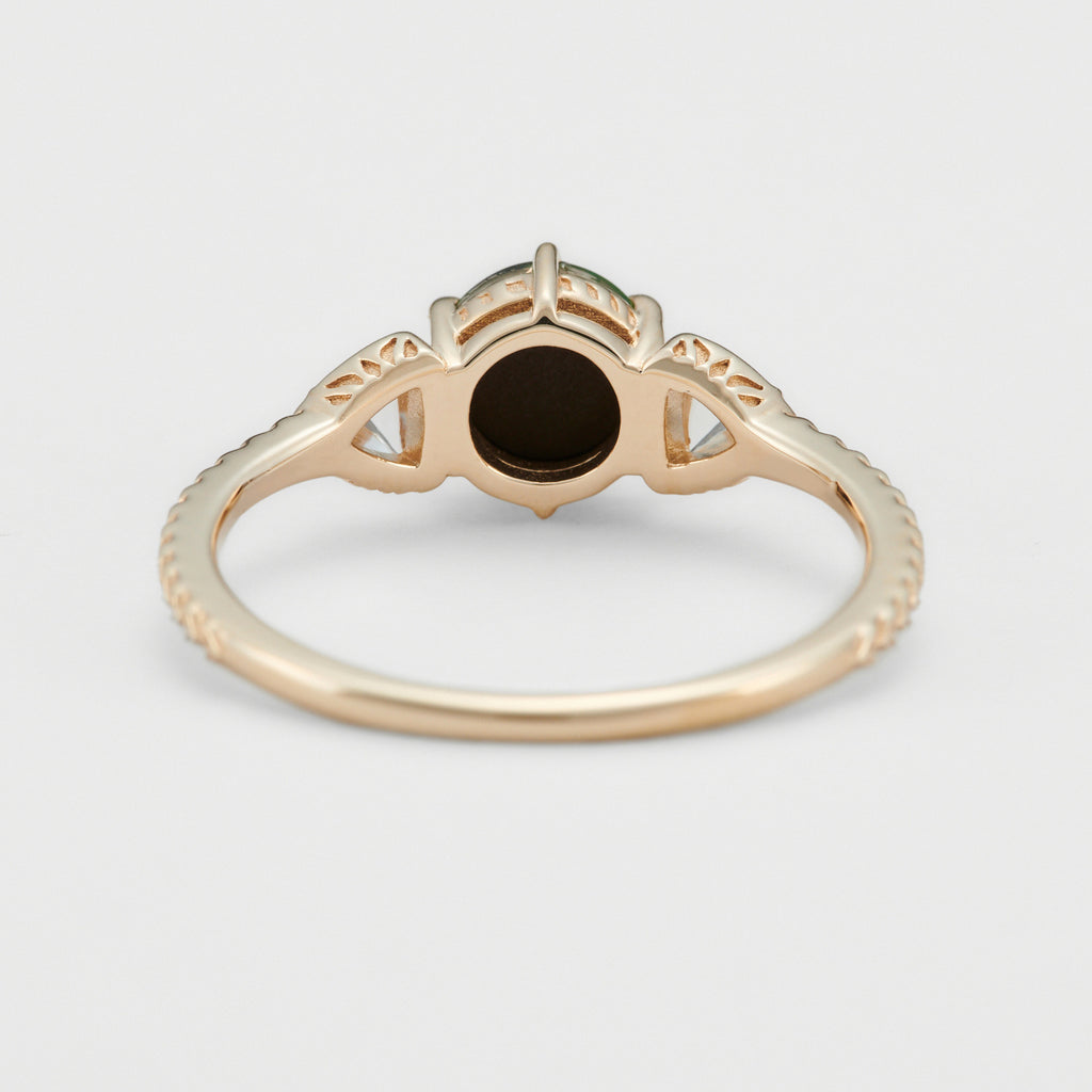 【輕奢】明珠斑斓-14K金+925純銀白水晶斑斓石戒指