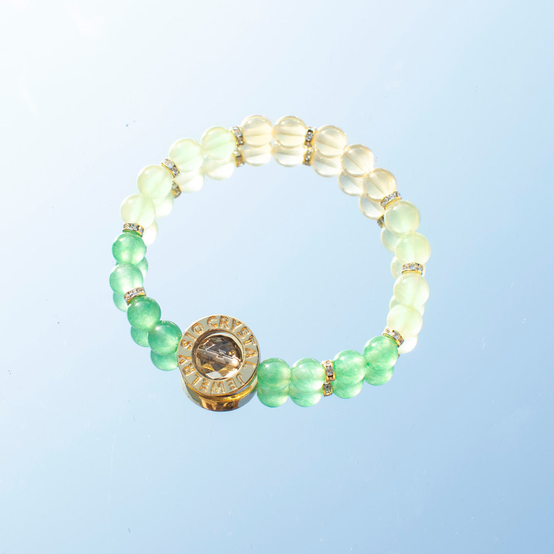 能量手鍊【森林精靈】綠東陵葡萄石黃水晶茶晶手鍊