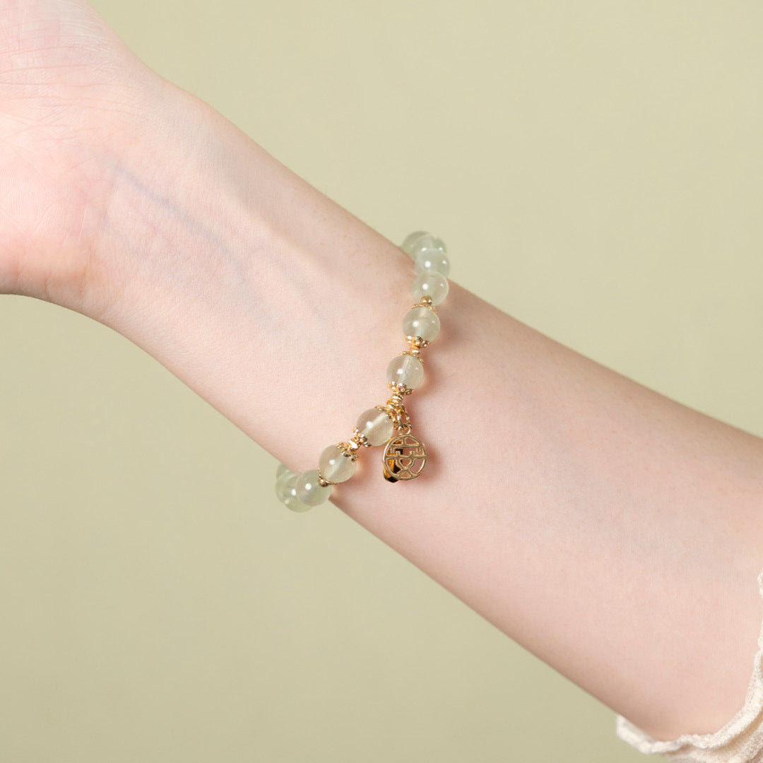 【珠璣】順遂安康-葡萄石中文字水晶手鍊/水晶手串