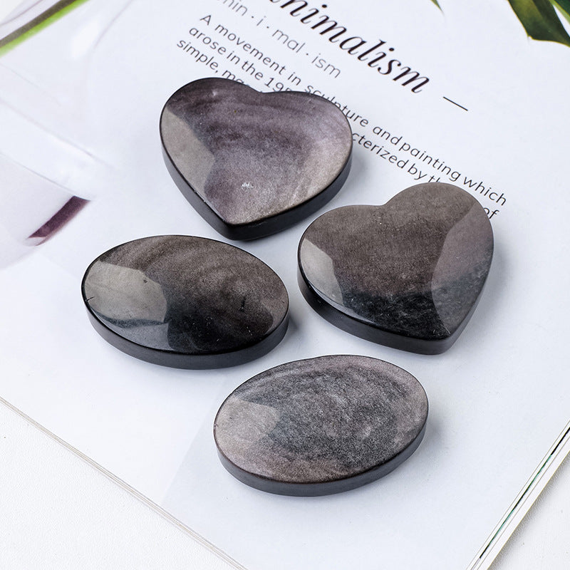 【礦藏】原礦愛心銀曜石/隨身攜帶手把件(附絨布袋)