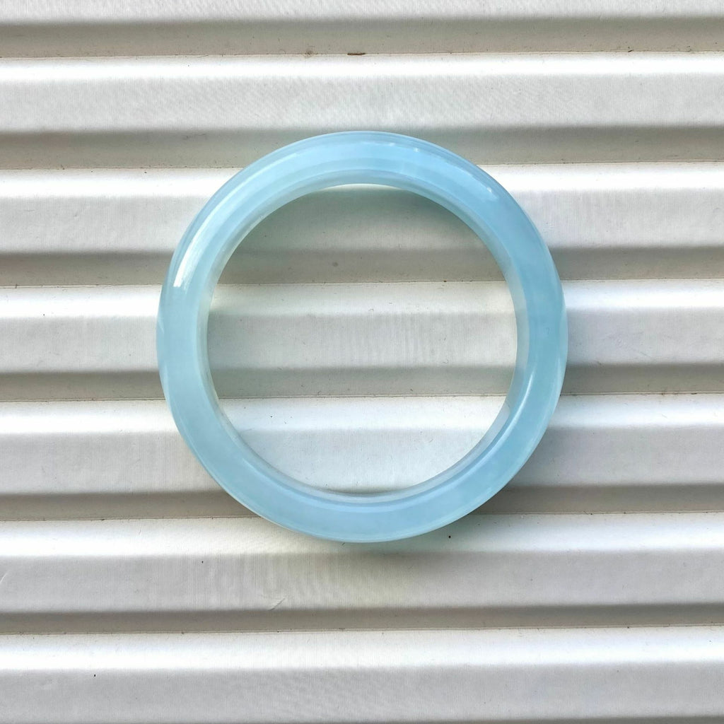 【玉鐲】天然海藍寶手鐲-藍天白雲的