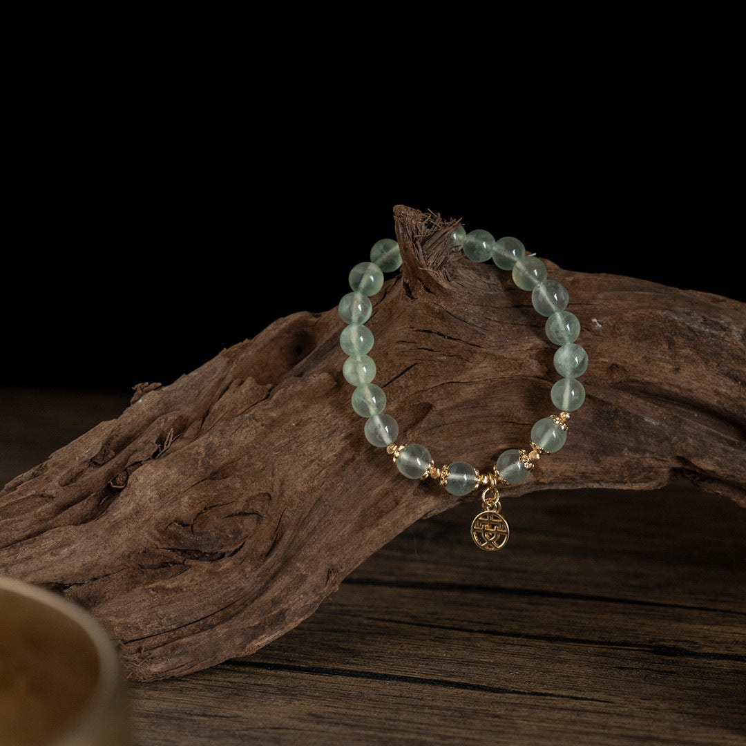 【珠璣】順遂安康-葡萄石中文字水晶手鍊/水晶手串