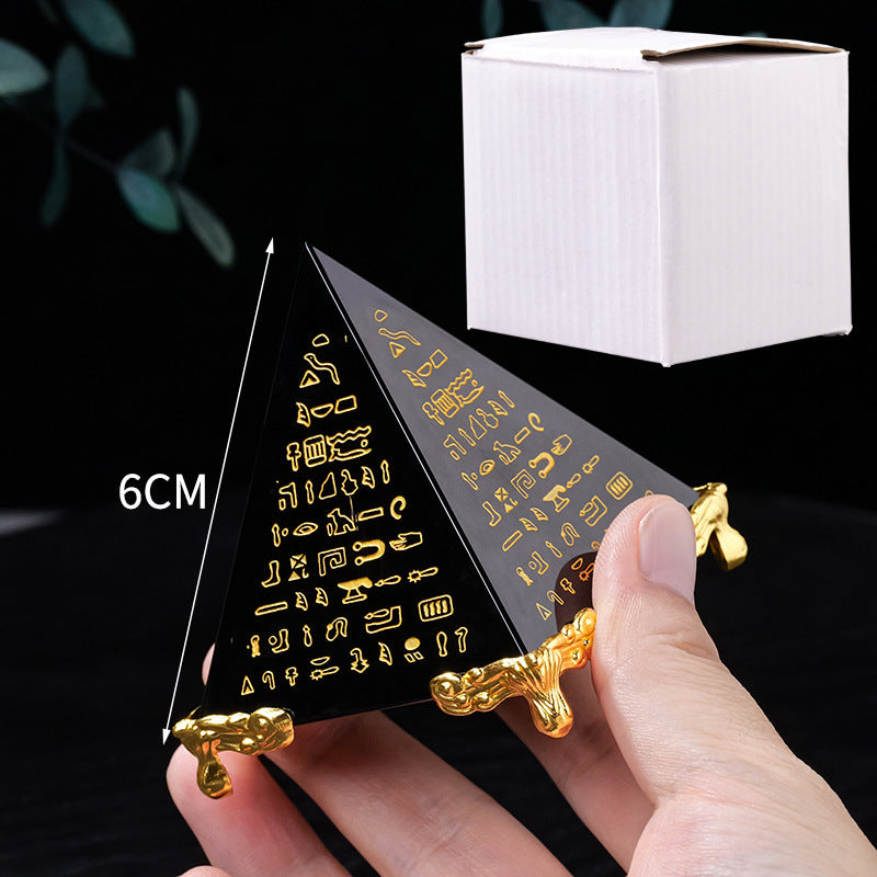 【礦藏】古埃及招財經文黑曜石能量金字塔│辦公桌、櫃台、客廳必備