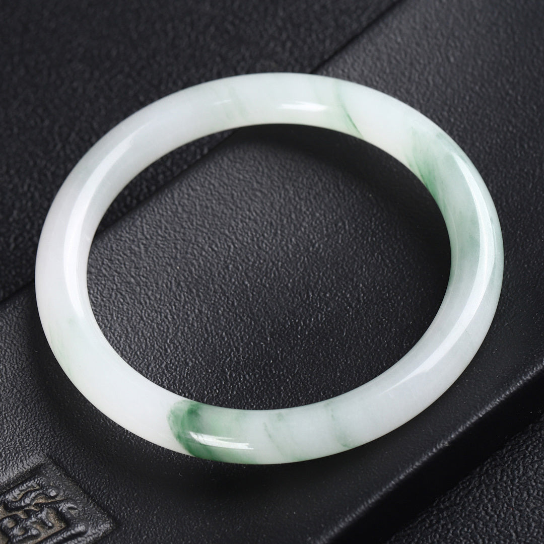 【玉鐲】透翠白玉-新疆金絲玉