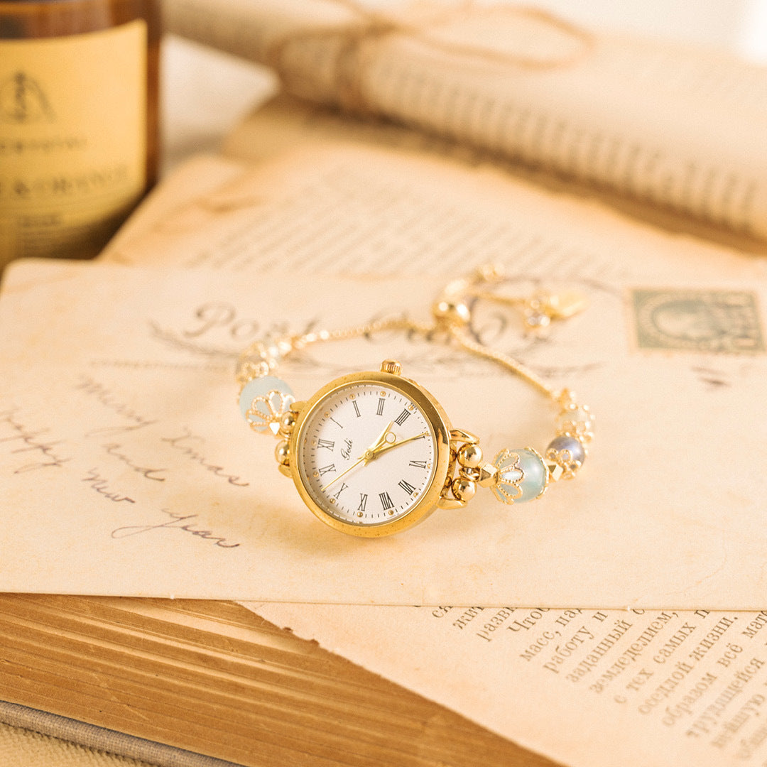 【時光】水晶腕帶手錶-潮汐(海藍寶/月光石/葡萄石)