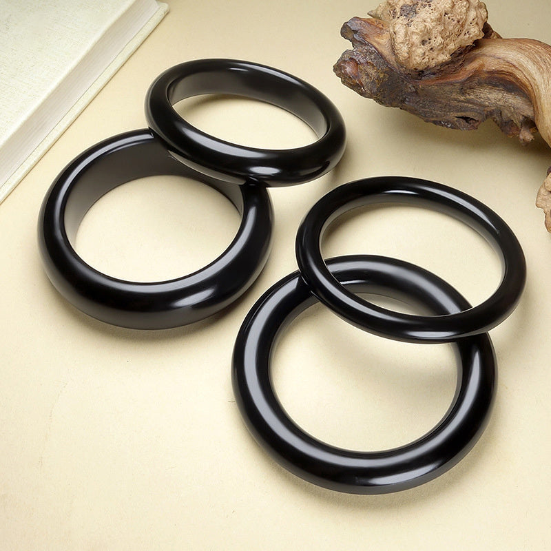 【玉鐲】天然和田墨玉手鐲(圓鐲/福鐲)