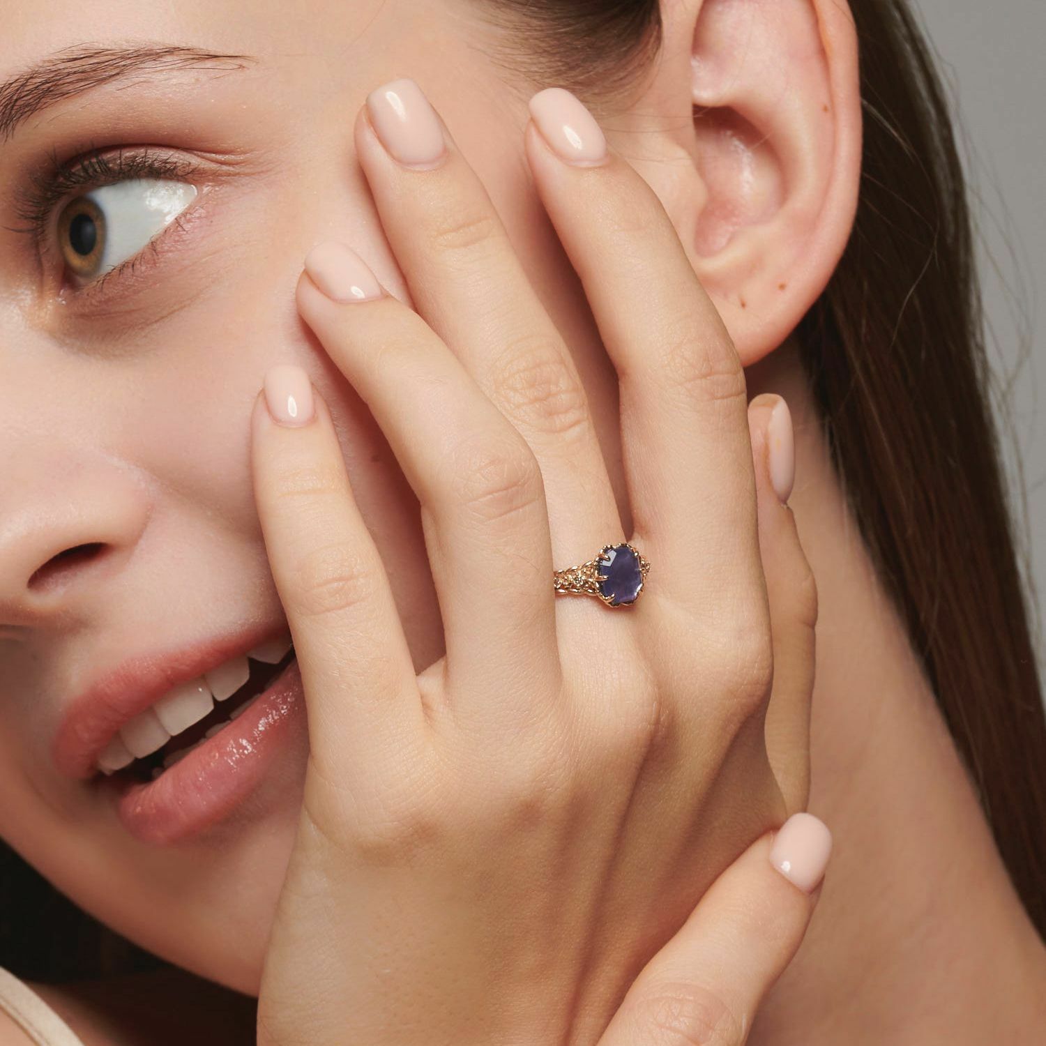 【輕奢】橄欖葉的秘密-14K金+925純銀+三層寶石(紫水晶/白貝/藍晶石)