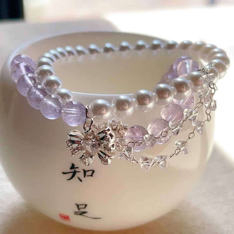 【星軌】天然貝珠+紫水晶雙圈手鍊