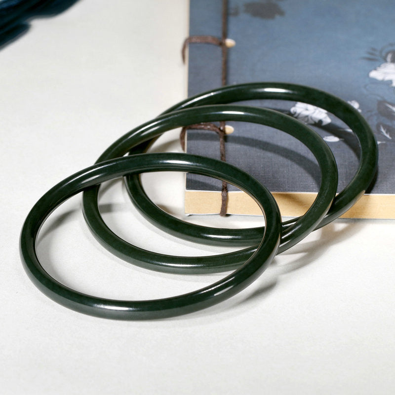 【玉鐲】新疆和田青玉-墨綠叮噹鐲