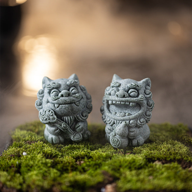 【國潮】青砂石-招財如意風獅爺/貔貅-招財福祿