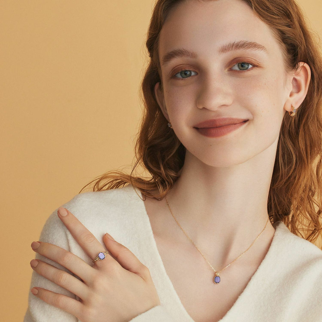 【輕奢】橄欖葉的秘密-14K金+925純銀+三層寶石(紫水晶/白貝/藍晶石)