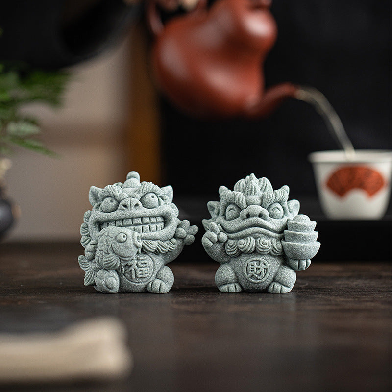 【國潮】福魚財寶青砂石貔貅/風獅爺招財進寶風水擺件