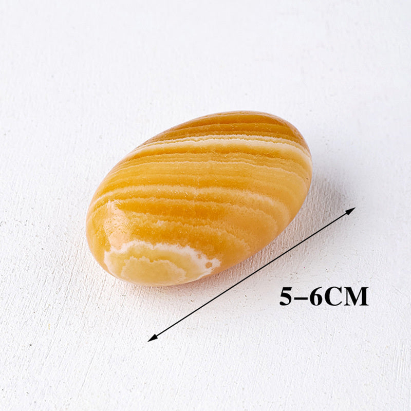 【礦藏】原礦黃色方解石/隨身攜帶手把件(附絨布袋)