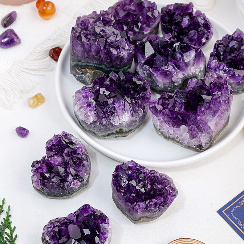 【礦藏】烏拉圭愛心紫水晶簇擺件