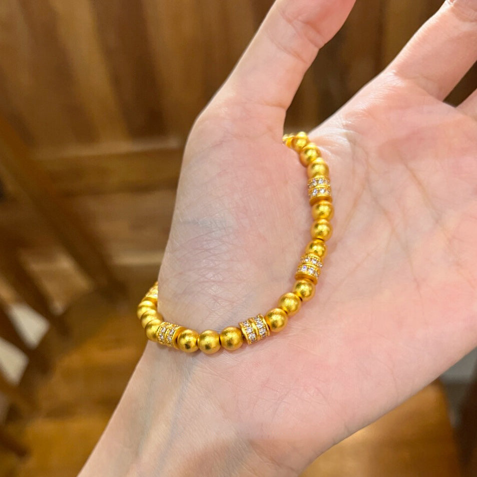 【金輝】古法沙金點鑽跑環招財手鍊