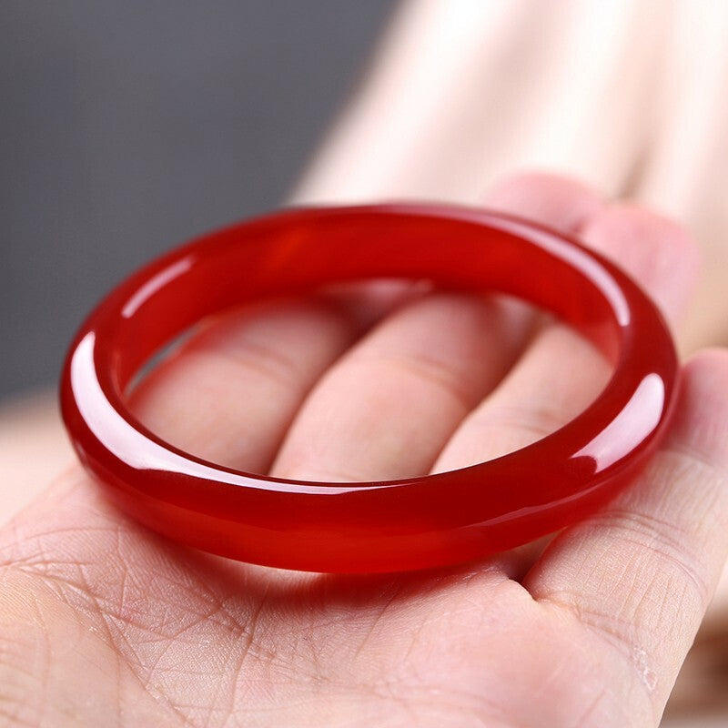 【玉鐲】傳統中國紅冰種正圈手鐲12mm