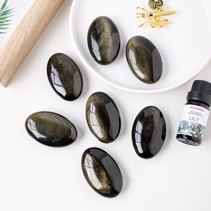 【礦藏】原礦金曜石/隨身攜帶手把件(附絨布袋)