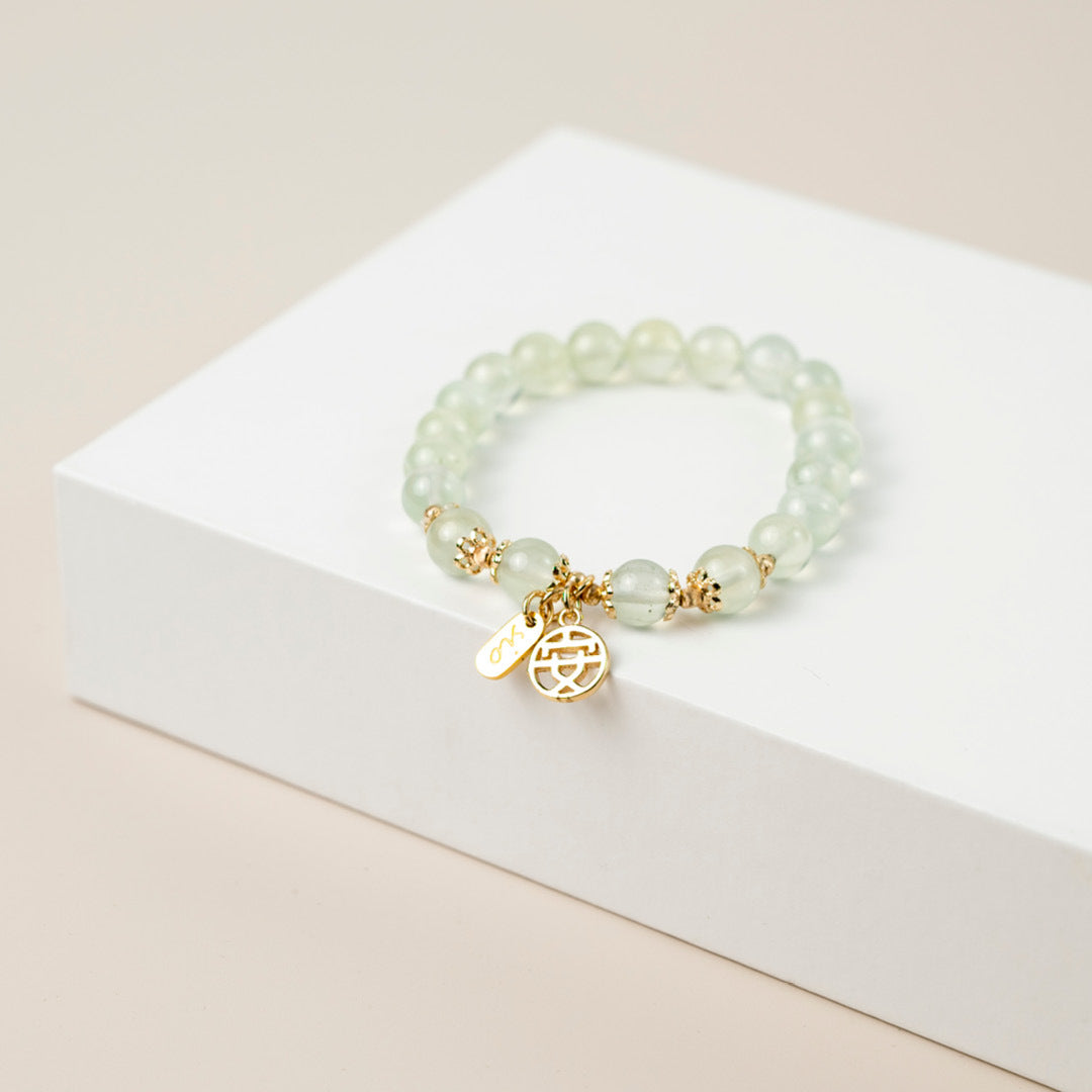 【珠璣】順遂安康-葡萄石中文字水晶手鍊/水晶手串