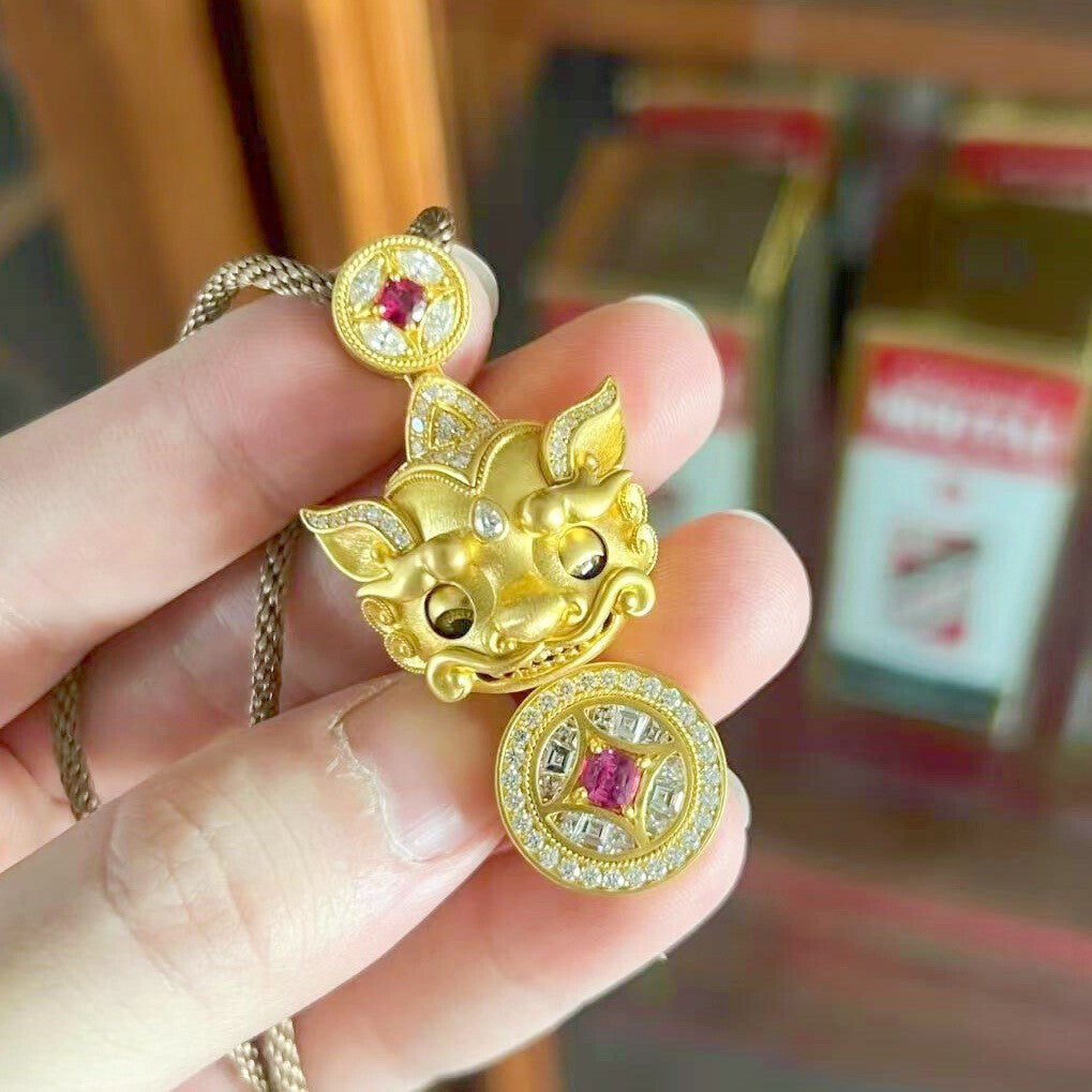【金輝】鑲鑽招財轉運貔貅項鍊