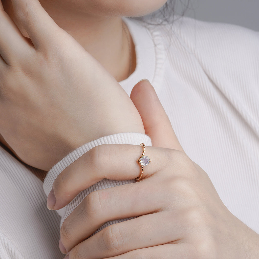 【輕奢】樂譜曲線-14K金+925純銀拉長石戒指