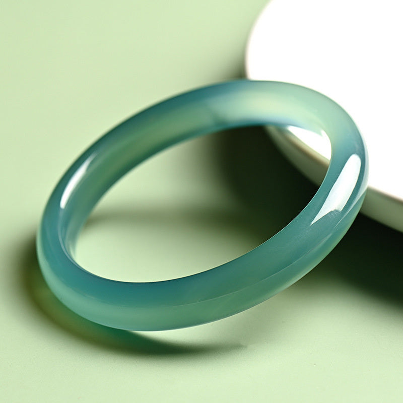 【玉鐲】遠山黛-湖水綠瑪瑙(圓條/福鐲)